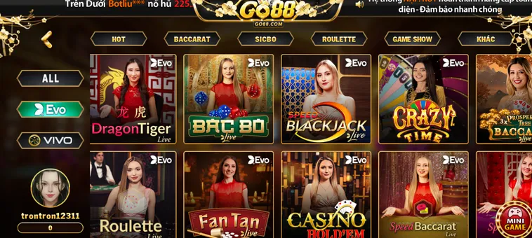 Sảnh Casino Online GO88 Và Những Trải Nghiệm Đẳng Cấp Thượng Lưu 2026